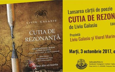 Seară de poezie: Lansare Cutia de rezonanță, de Liviu Galasiu